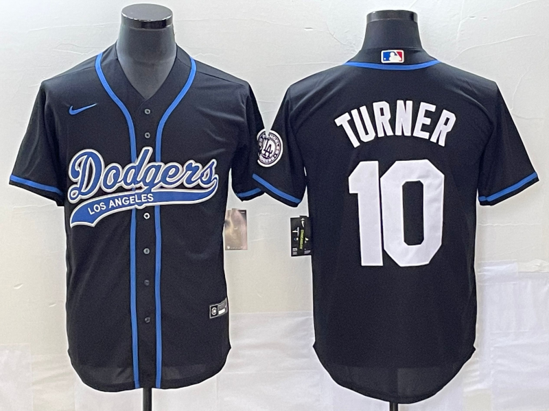 Men's Los Angeles Dodgers Justin Turner #10 Black Jersey Joint Edition